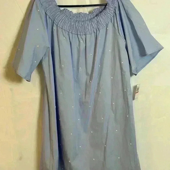NWT!SPENSE Baby Blue Dress w/smocked neckline w/ pearl embellishments (Size XXL) - Picture 5 of 16